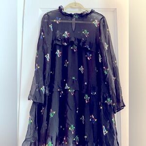 Cynthia Rowley black floral baby doll dress 10
